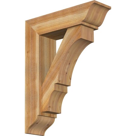 Ekena Millwork Balboa Traditional Rough Sawn Bracket w/ Offset Brace, Western Red Cedar, 8"W x 28"D x 36"H BKT0806X28X36BOA01RWR
